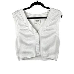 Abercrombie & Fitch White Knit Sweater Vest